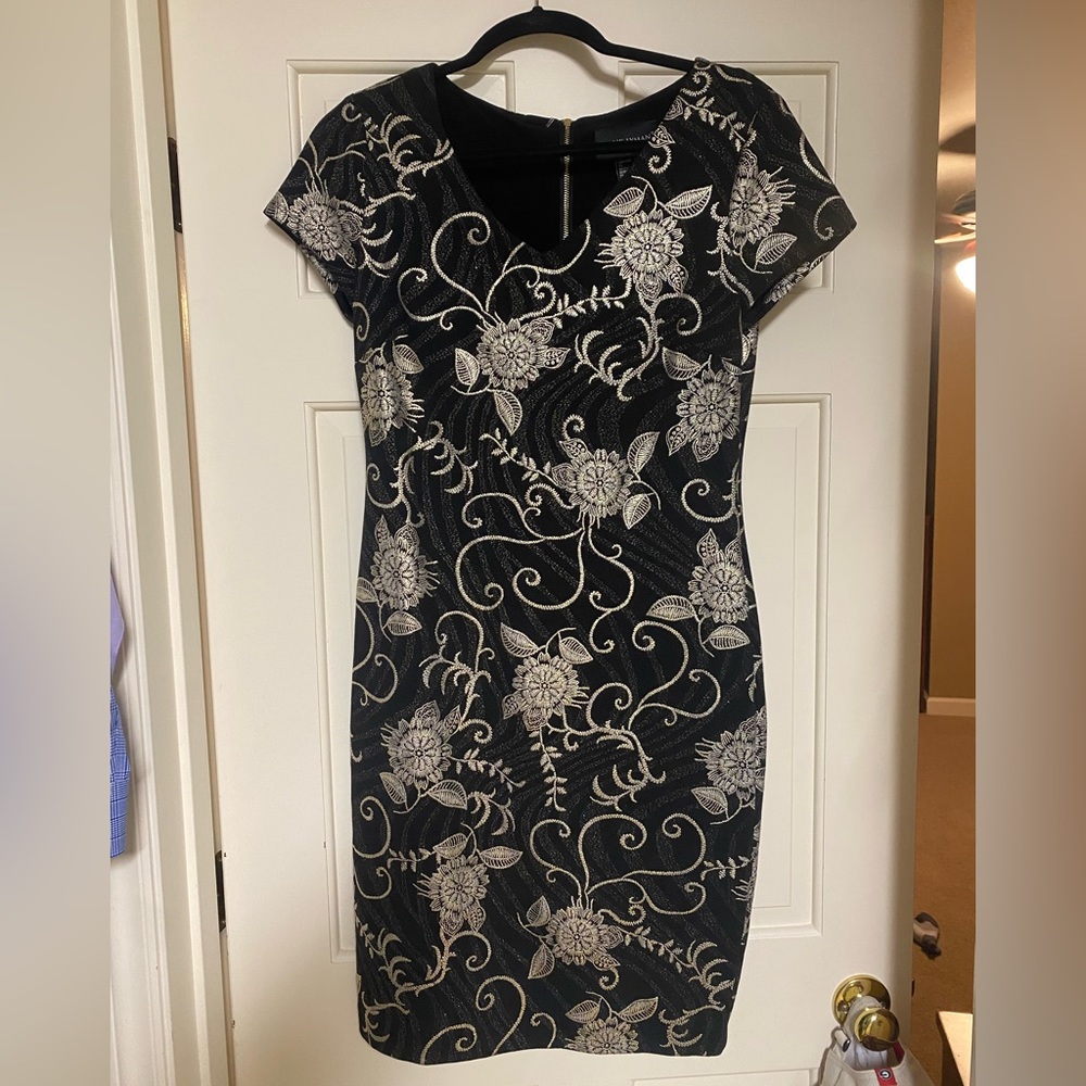 NWOT Frank Lyman black and gold floral dress